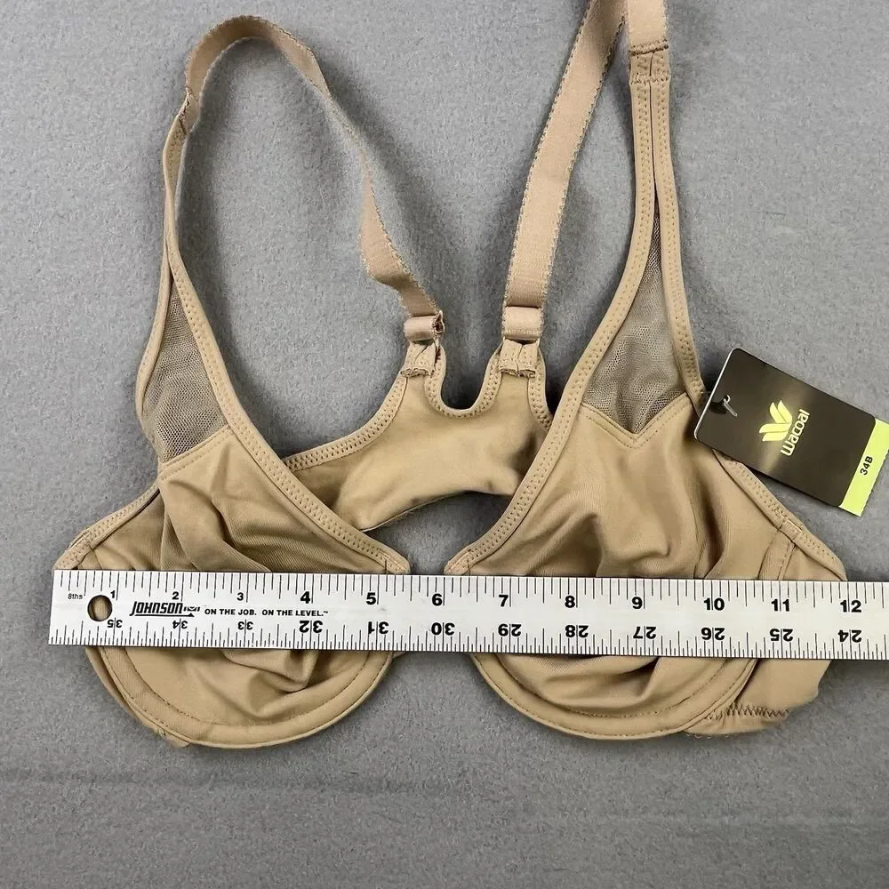 Wacoal Body By Wacoal T-Back Front Close Bra Size 34B Nude Toast Underwire